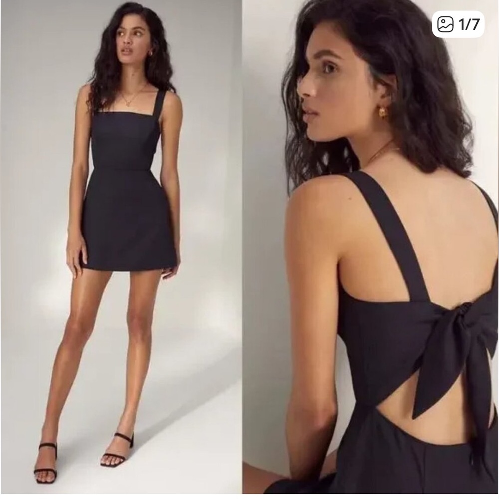 Aritzia Wilfred Black Mini Tie-Back Dress